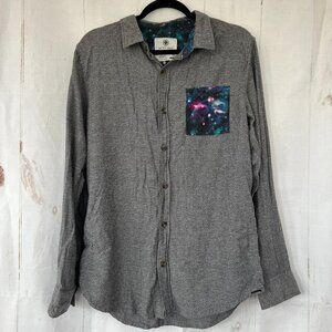 On The Byas Gray Long Sleeve Button Up Shirt Size Medium